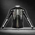 Black And White Skeleton Long Sleeve Cycling Mens Jersey, Skeleton Cycling Jerseys CG0719