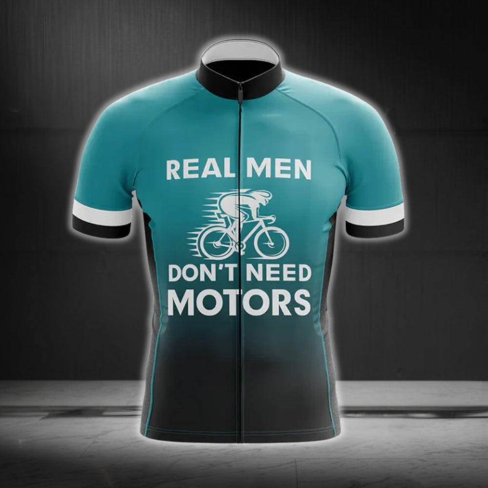 Real Men Don't Need Motors Cycling Short Sleeve Men's Jersey, Funny Cycling Jerseys For Mens CG0240