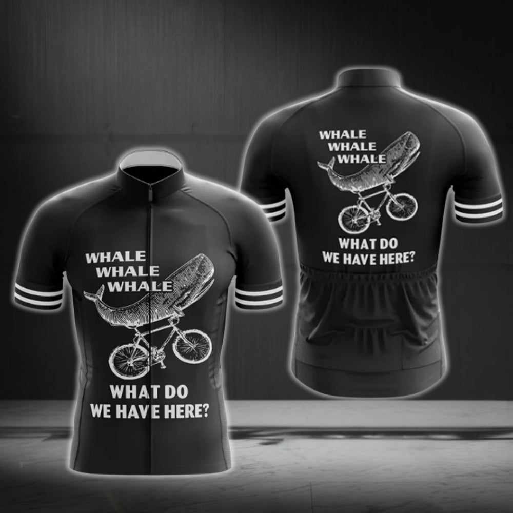 Whale Whale Whale What Do We Have Here Men's Black Cycling Short Sleeve Jersey, Funny Whale Cycling Jersey For Men CG0746