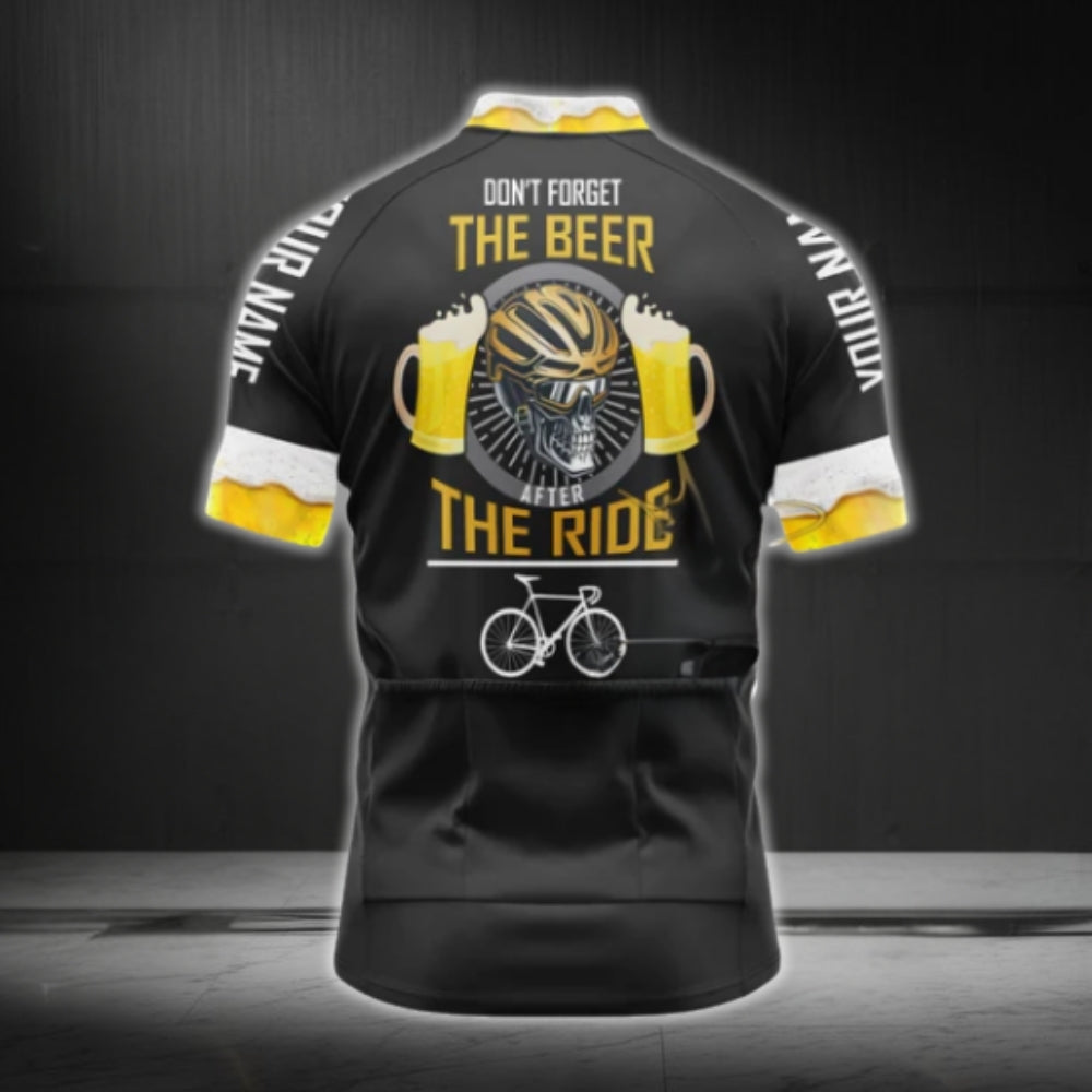 Don't Forget The Beer After The Ride Custom Name Short Sleeve Cycling Jersey For Men, Custom Funny Beer Cycling Jerseys CG0508