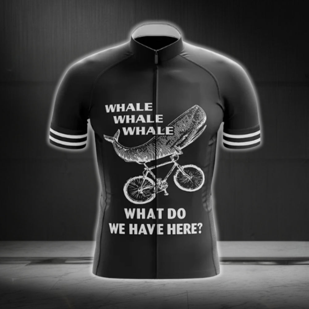 Whale Whale Whale What Do We Have Here Men's Black Cycling Short Sleeve Jersey, Funny Whale Cycling Jersey For Men CG0746