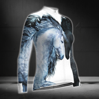 Black And White Horse Long Sleeve Cycling Jersey For Women, Horse Cycling Jerseys For Ladies CG0686