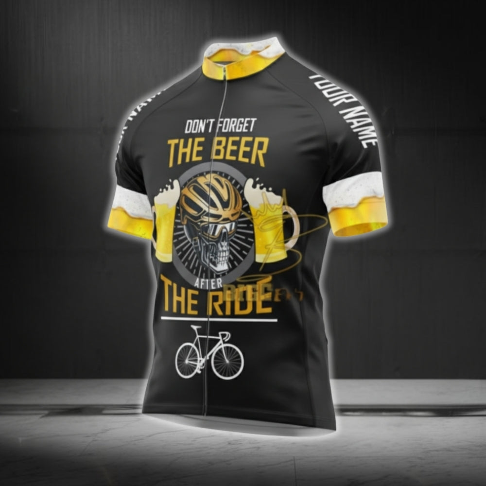Don't Forget The Beer After The Ride Custom Name Short Sleeve Cycling Jersey For Men, Custom Funny Beer Cycling Jerseys CG0508