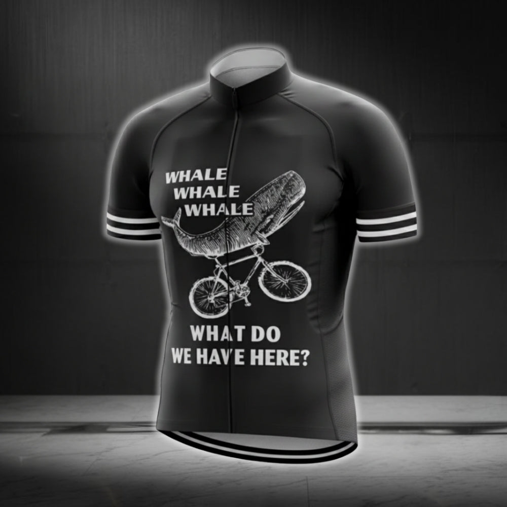 Whale Whale Whale What Do We Have Here Men's Black Cycling Short Sleeve Jersey, Funny Whale Cycling Jersey For Men CG0746