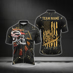 Custom Skull Cycling Short Sleeve Jersey For Men, Custom American Flag Skull Cycling Jerseys CG0522