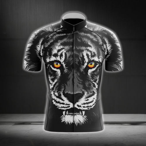 Black Tiger Cycling Short Sleeve Men's Jersey, Tiger Cycling Jerseys CG0300