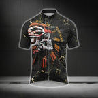 Custom Skull Cycling Short Sleeve Jersey For Men, Custom American Flag Skull Cycling Jerseys CG0522
