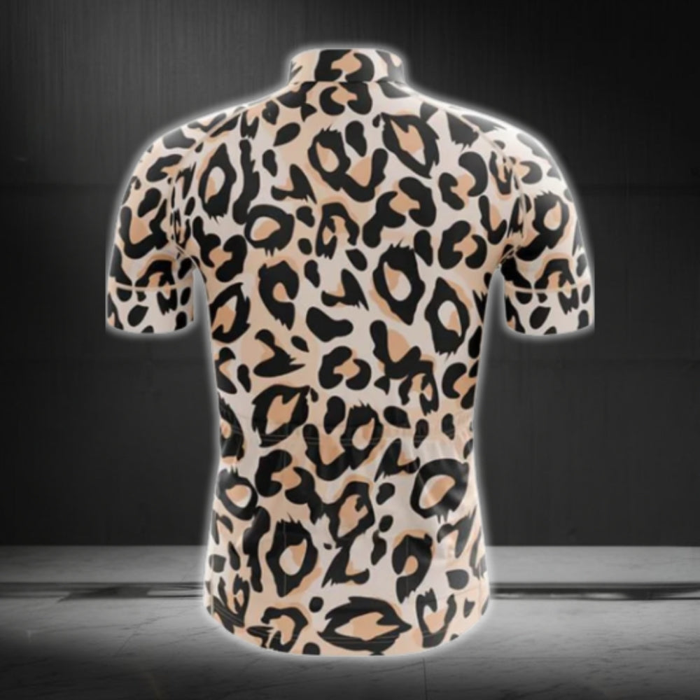 Leopard 3D Printed Cycling Jersey Short Sleeve For Mens, Leopard Cycling Jerseys CG0026
