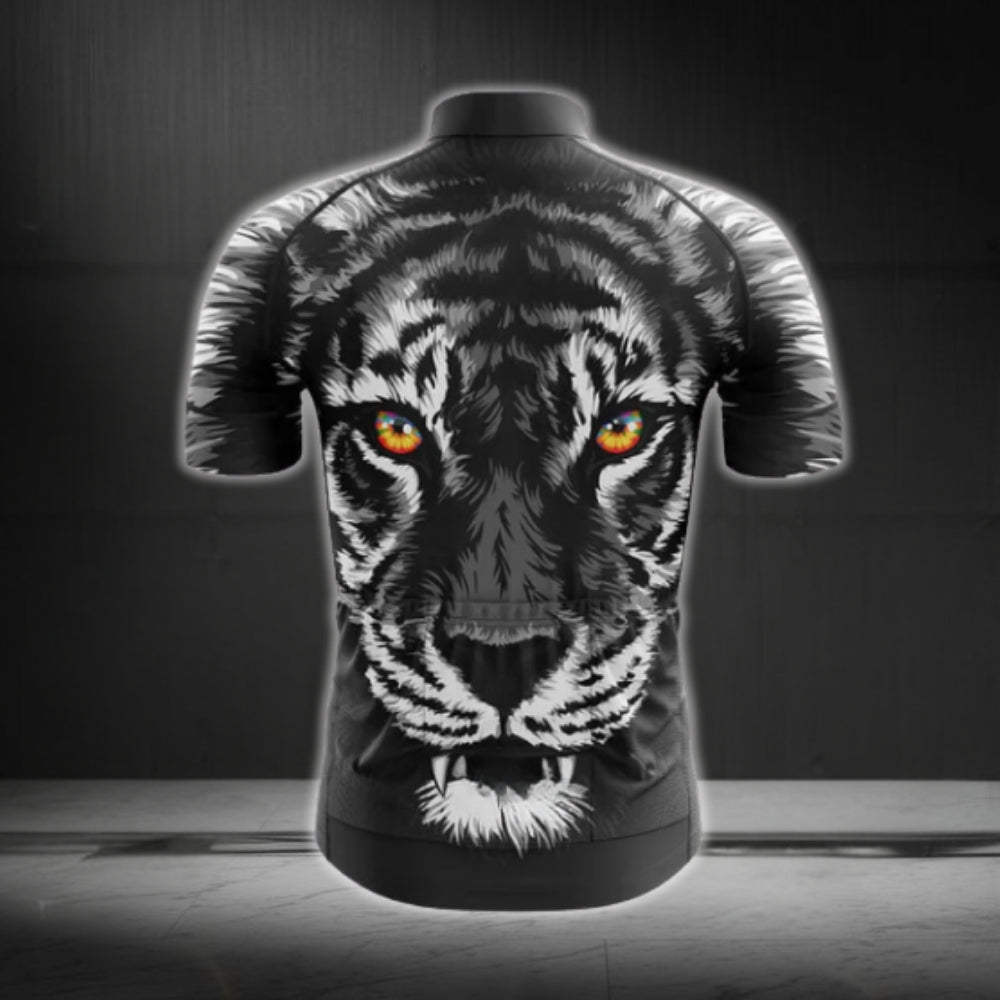 Black Tiger Cycling Short Sleeve Men's Jersey, Tiger Cycling Jerseys CG0300