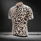 Leopard 3D Printed Cycling Jersey Short Sleeve For Mens, Leopard Cycling Jerseys CG0026