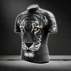 Black Tiger Cycling Short Sleeve Men's Jersey, Tiger Cycling Jerseys CG0300