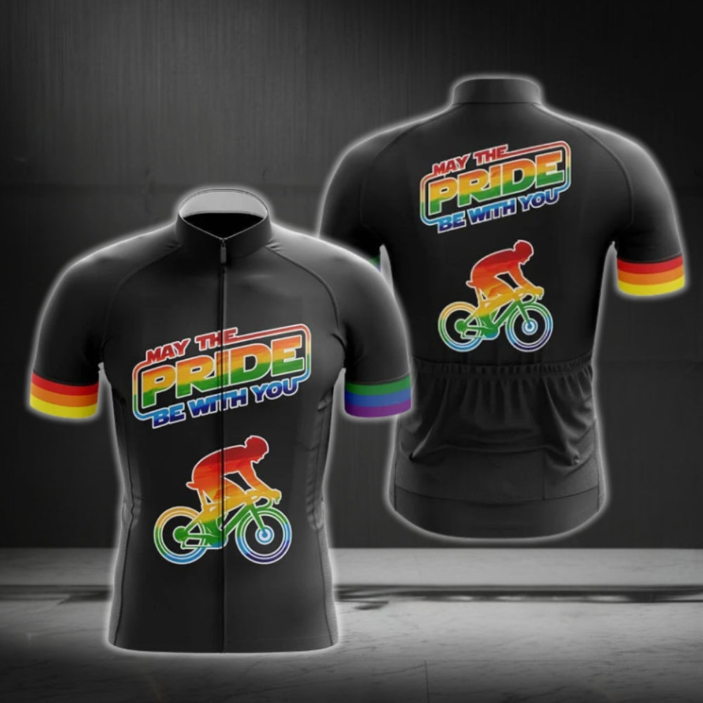 May The Pride Be With You Men's Rainbow Cycling Short Sleeve Jersey, Pride LGBT Cycling Jerseys CG0401