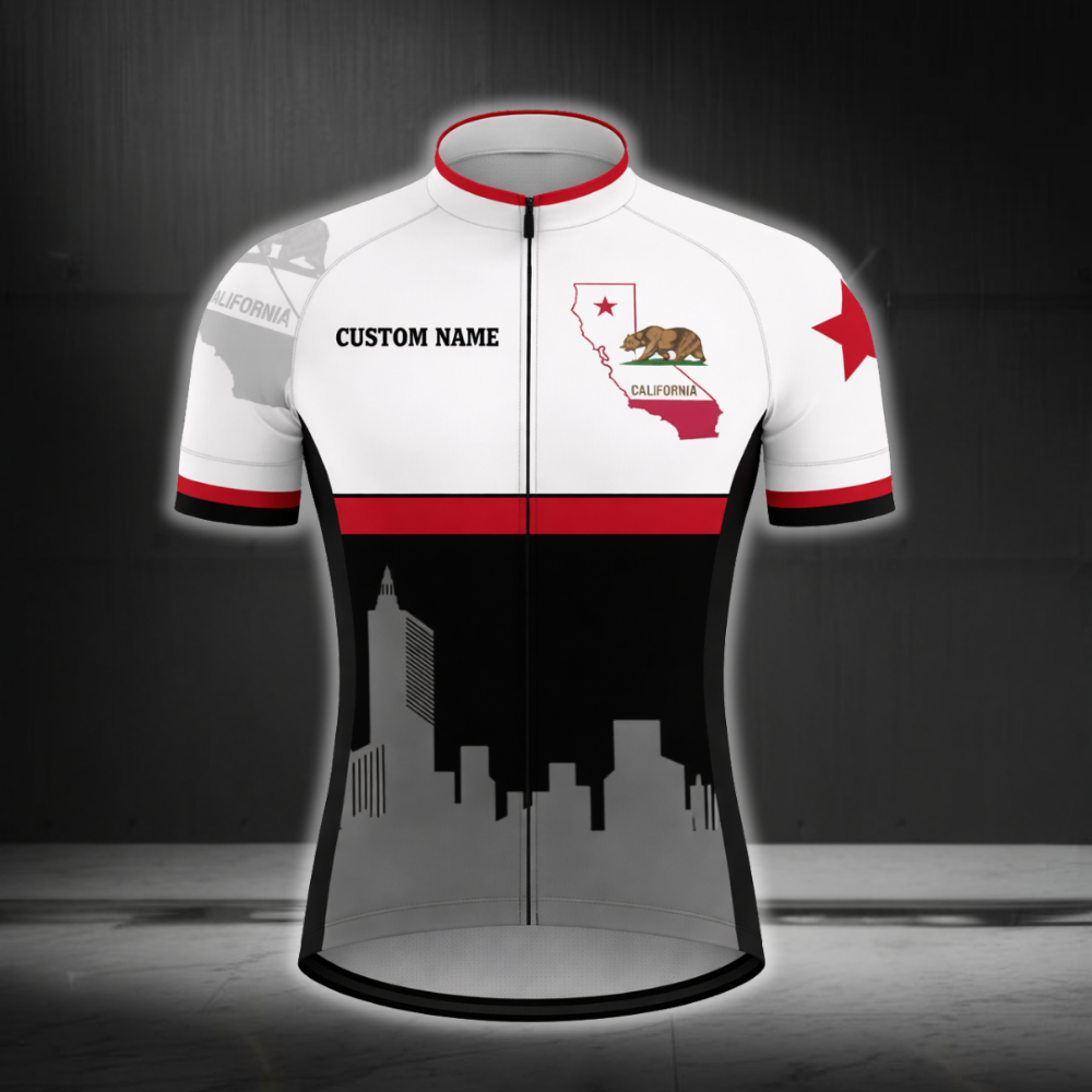 California Flag Custom Name Short Sleeve Cycling Jersey For Mens, Custom California Cycling Jersey CZ0117