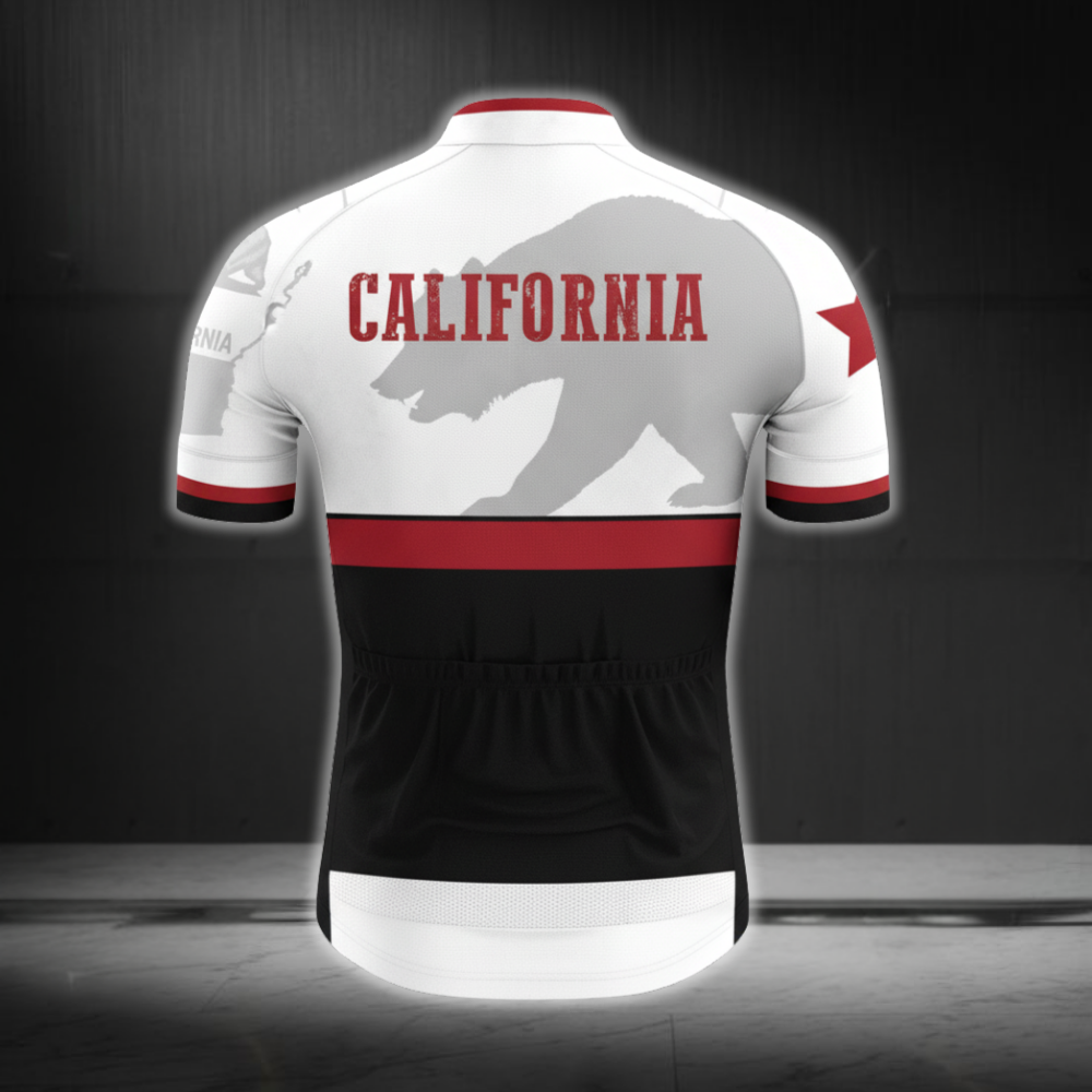 California Flag Custom Name Short Sleeve Cycling Jersey For Mens, Custom California Cycling Jersey CZ0117