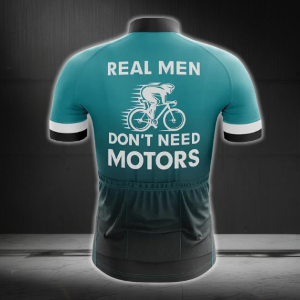 Real Men Don't Need Motors Cycling Short Sleeve Men's Jersey, Funny Cycling Jerseys For Mens CG0240