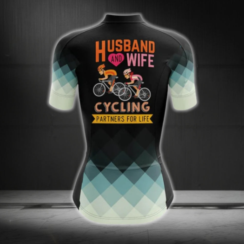 Husband And Wife Cycling Partners For Life Women's Cycling Short Sleeve Jersey, Women Cycling Jerseys For Couple Valentine Day CG0072