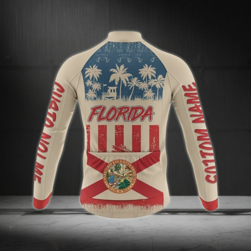 Custom Florida Cycling Long Sleeve Jersey Men, Custom Florida Pride Cycling Jersey CZ0006