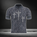 Cross Camouflage Grey Cycling Short Sleeve Jersey For Men, Christian Cycling Jersey CG0879