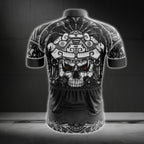 Black Skull Short Sleeve Men's Cycling Jersey, Skull Cycling Jersey For Men CG0614