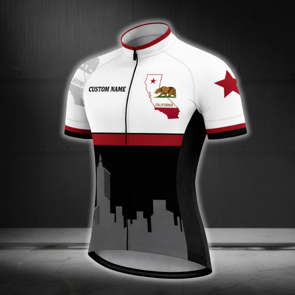 California Flag Custom Name Short Sleeve Cycling Jersey For Mens, Custom California Cycling Jersey CZ0117
