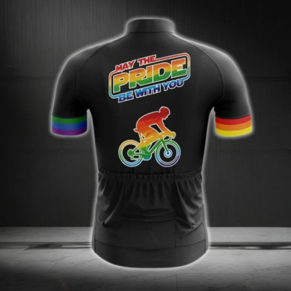 May The Pride Be With You Men's Rainbow Cycling Short Sleeve Jersey, Pride LGBT Cycling Jerseys CG0401
