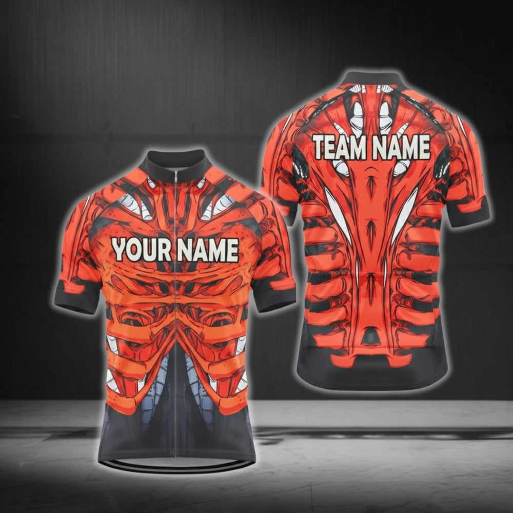 Custom Skeleton Red Cycling Jersey Short Sleeve For Men, Custom Skeleton Cycling Jerseys CG0527