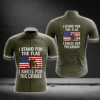 I Stand For The Flag And I Kneel For The Cross Short Sleeve Men's Cycling Jersey, Christian Veteran Cycling Jerseys CG0302