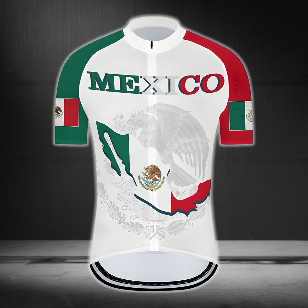 Mexico Flag Cycling Short Sleeve Jersey For Mens, Mexico Cycling Jerseys CZ0059
