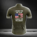 I Stand For The Flag And I Kneel For The Cross Short Sleeve Men's Cycling Jersey, Christian Veteran Cycling Jerseys CG0302