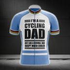 I'm A Cycling Dad Just Like A Normal Dad Except Much Cooler Men's Blue And White Cycling Jersey, Funny Dad Cycling Jersey For Father's Day CG0752