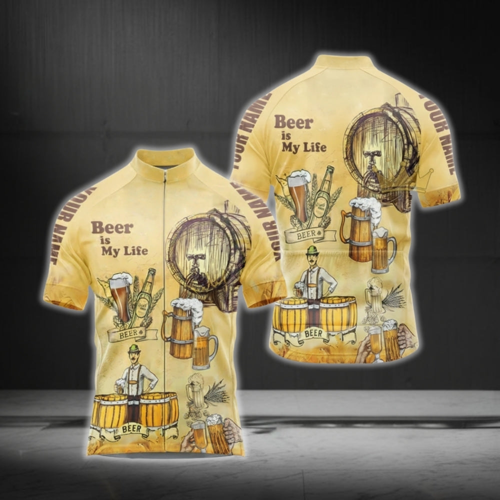 Custom Beer Is My Life Short Sleeve Men's Cycling Jersey, Custom Beer Cycling Jerseys CG0524