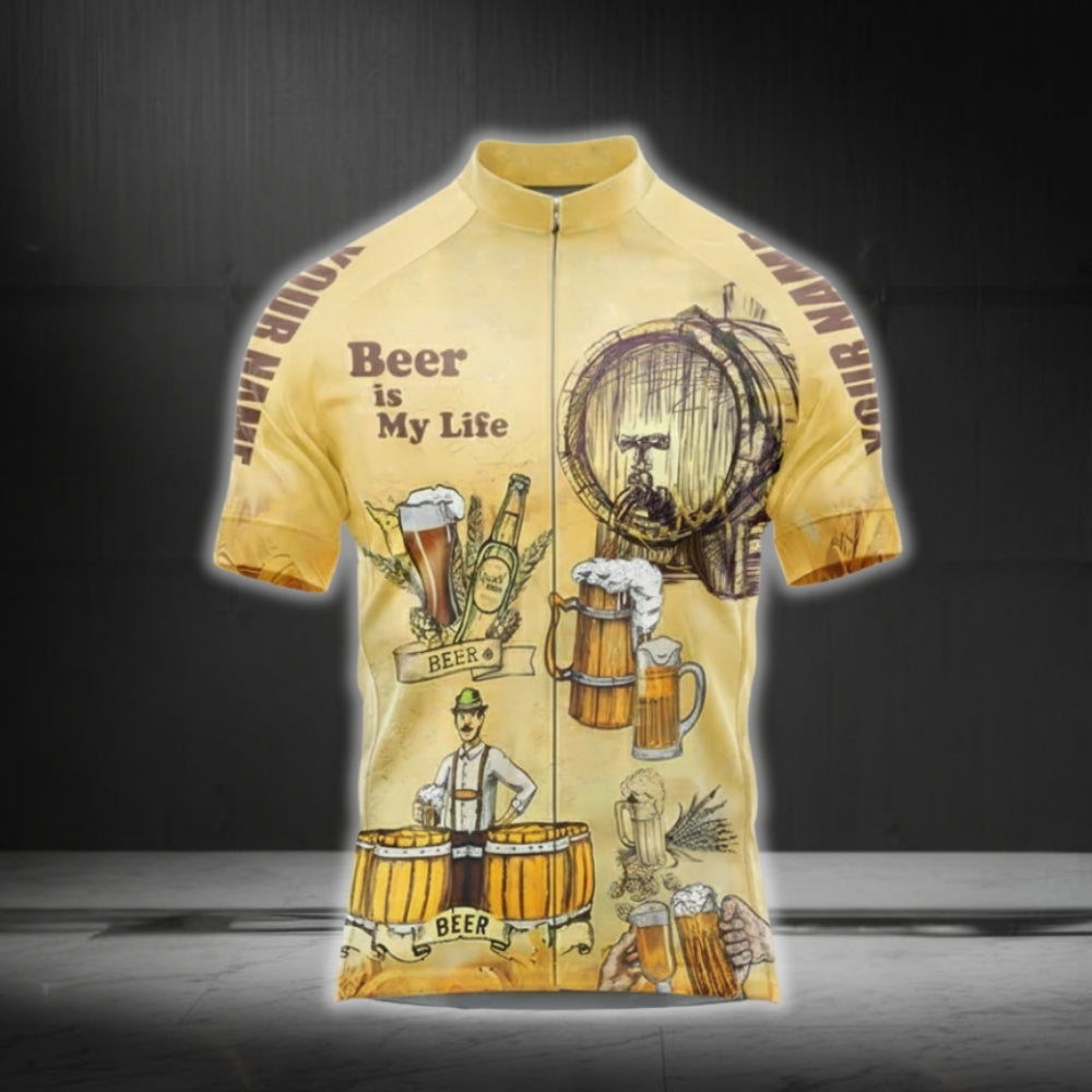 Custom Beer Is My Life Short Sleeve Men's Cycling Jersey, Custom Beer Cycling Jerseys CG0524