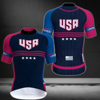 Blue And Red USA Cycling Short Sleeve Jersey For Mens, Patriotic Cycle Jerseys CZ0061