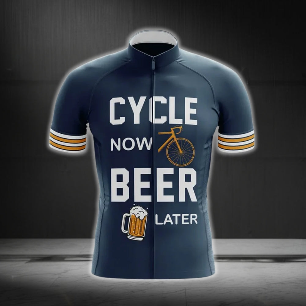 Cycle Now Beer Later Men's Funny Cycling Short Sleeve Jersey, Beer Cycling Jerseys CG0303