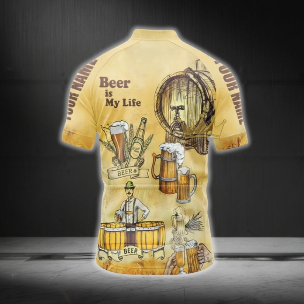 Custom Beer Is My Life Short Sleeve Men's Cycling Jersey, Custom Beer Cycling Jerseys CG0524