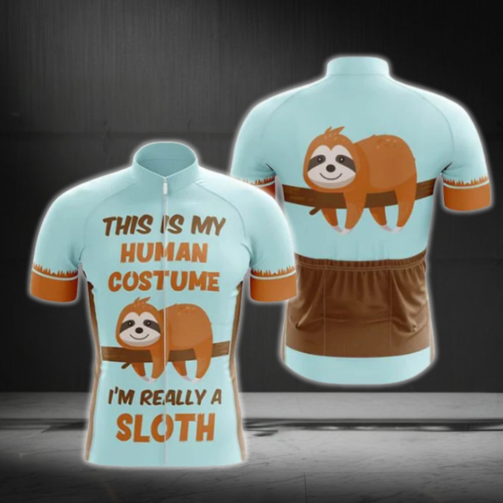 This Is My Human Costume I'm Really A Sloth Cycling Short Sleeve Jersey For Men, Funny Sloth Cycling Jerseys CG0403