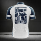 Never Underestimate An Old Man With A Bicycle Men's Cycling Short Sleeve Jersey, Funny Cycling Jerseys CG0029