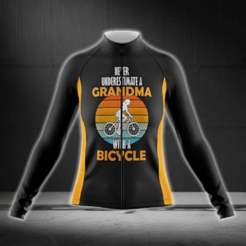 Never Underestimate A Grandma With A Bicycle Cycling Long Sleeve Jersey Women, Funny Cycling Jerseys CG0755
