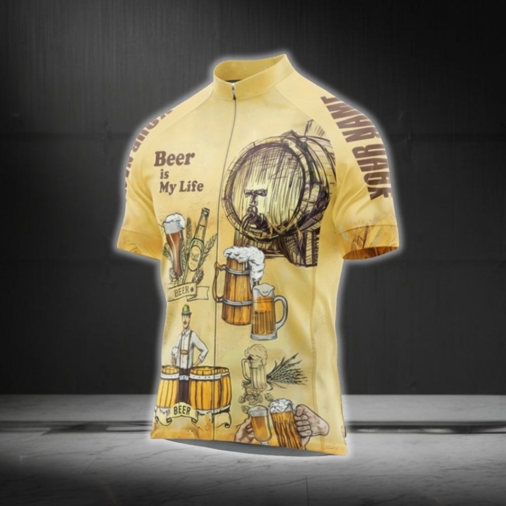 Custom Beer Is My Life Short Sleeve Men's Cycling Jersey, Custom Beer Cycling Jerseys CG0524