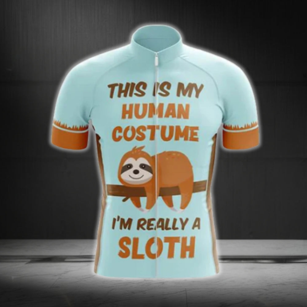 This Is My Human Costume I'm Really A Sloth Cycling Short Sleeve Jersey For Men, Funny Sloth Cycling Jerseys CG0403