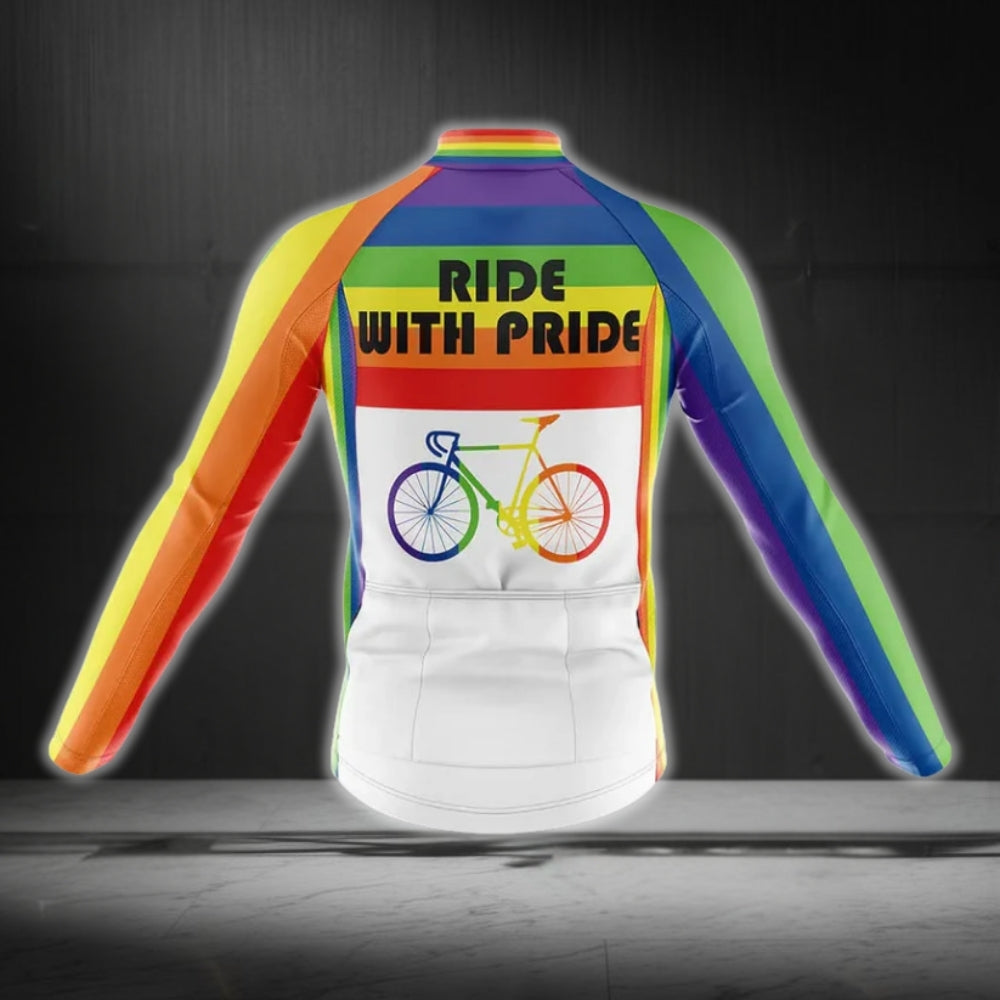 Ride With Pride Men's Rainbow Cycling Long Sleeve Jerseys, LGBT Pride Cycling Jerseys CG0177