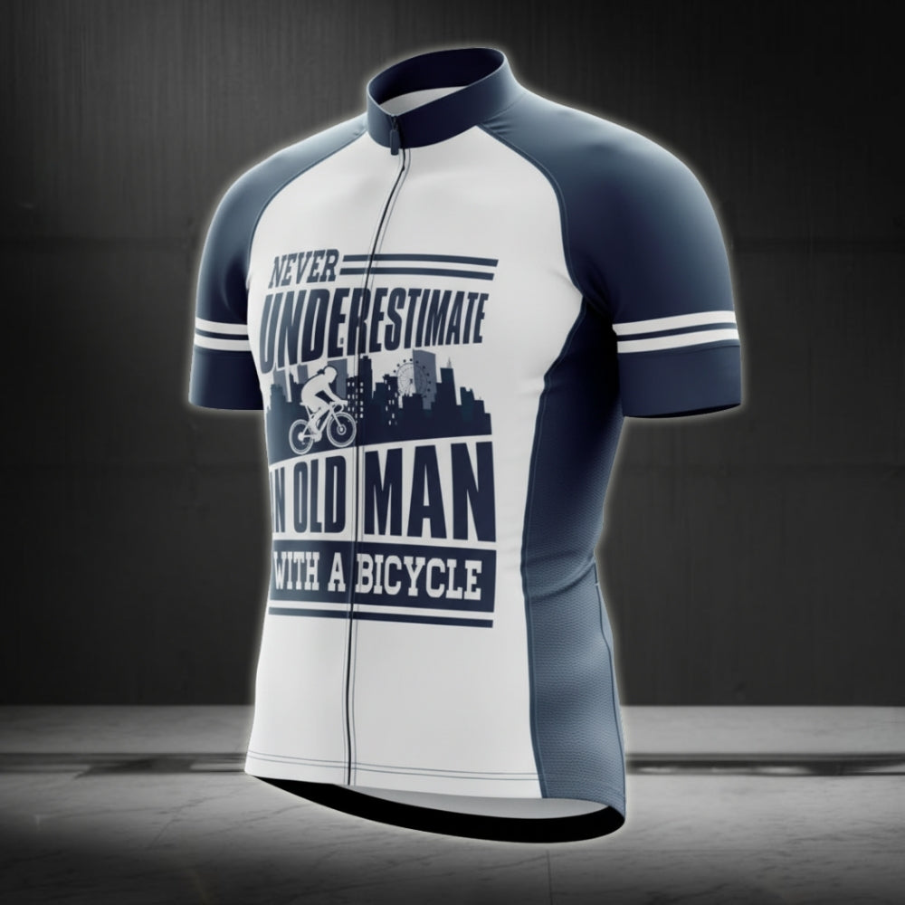 Never Underestimate An Old Man With A Bicycle Men's Cycling Short Sleeve Jersey, Funny Cycling Jerseys CG0029