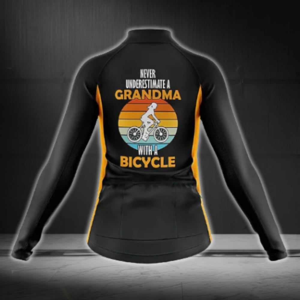 Never Underestimate A Grandma With A Bicycle Cycling Long Sleeve Jersey Women, Funny Cycling Jerseys CG0755