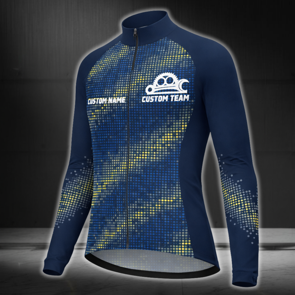 Custom Team Blue Cycling Long Sleeve Jersey For Mens, Custom Team Cycling Jerseys CZ0119