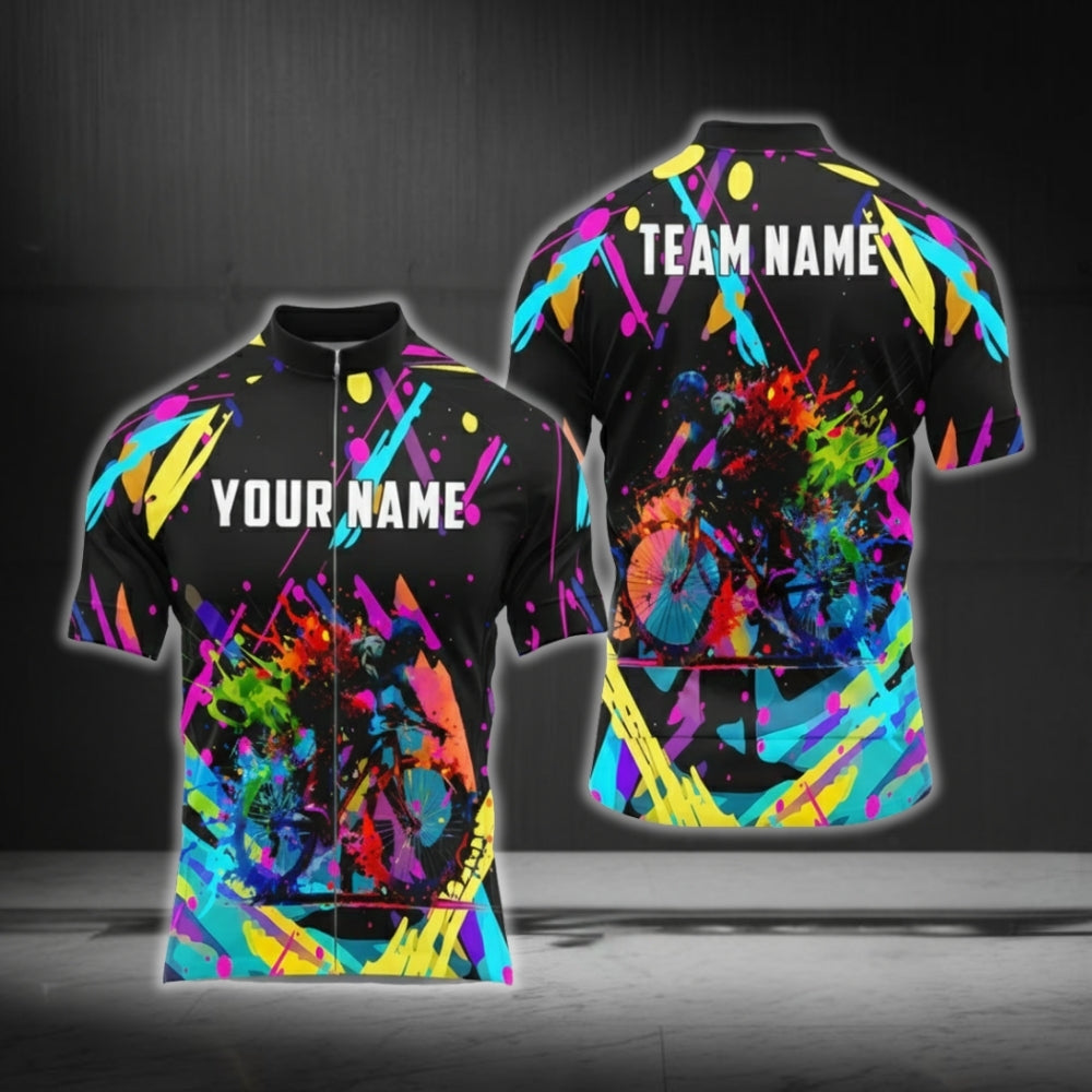Custom Multicolor Graffiti Cycling Short Sleeve Jersey For Men, Custom Graffiti Cycling Jerseys CG0526