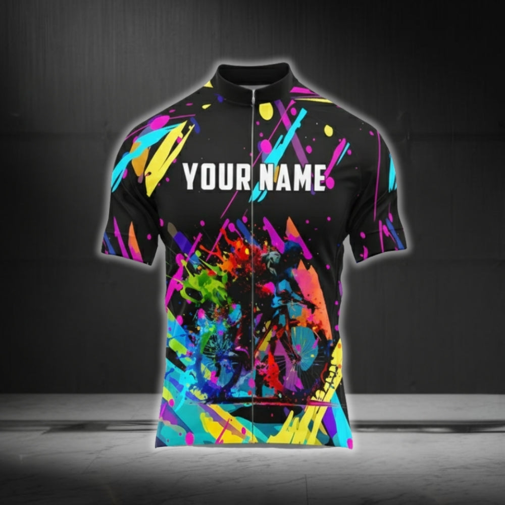 Custom Multicolor Graffiti Cycling Short Sleeve Jersey For Men, Custom Graffiti Cycling Jerseys CG0526