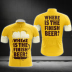 Where Is The Finish Beer Yellow Cycling Short Sleeve Men's Jersey, Funny Beer Cycling Jerseys CG0304
