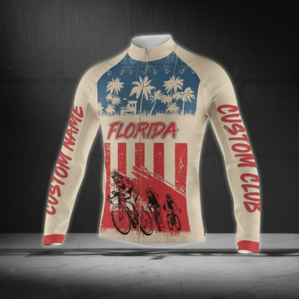 Custom Florida Cycling Long Sleeve Jersey Men, Custom Florida Pride Cycling Jersey CZ0006