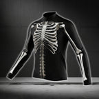 Black And White Skeleton Long Sleeve Cycling Mens Jersey, Skeleton Cycling Jerseys CG0719