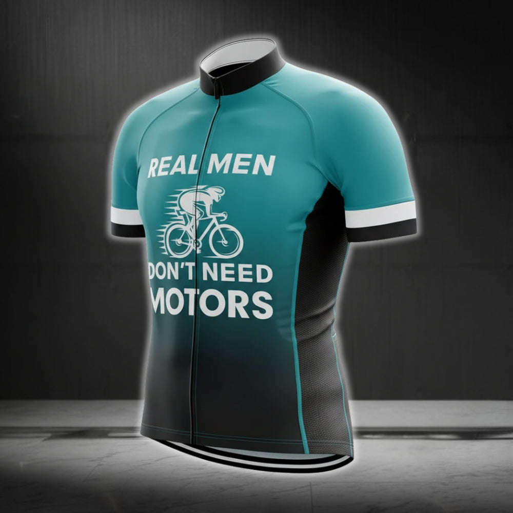 Real Men Don't Need Motors Cycling Short Sleeve Men's Jersey, Funny Cycling Jerseys For Mens CG0240